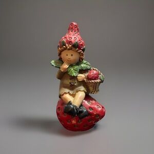 Strawberry Fairy Figurine 4” whimsical resin figure